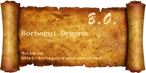 Borhegyi Orgona névjegykártya